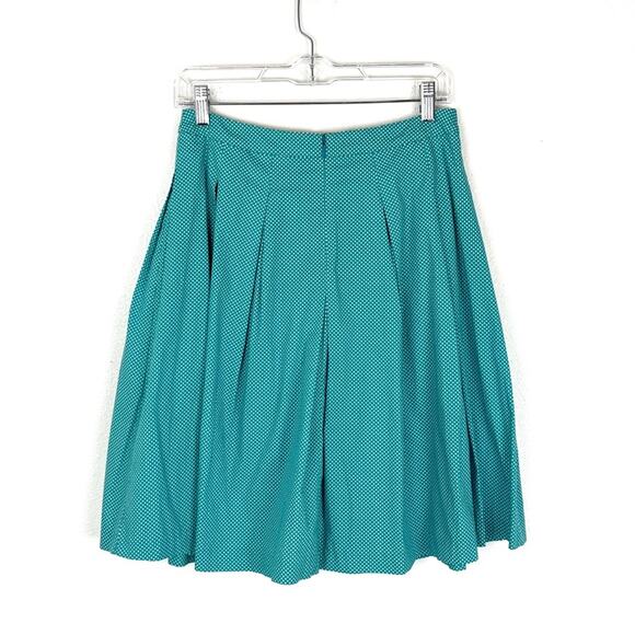 Talbots Womens Skirt Polka Dot Pleats A Line Fit Flare Swing Turquoise White 90s - Picture 2 of 5